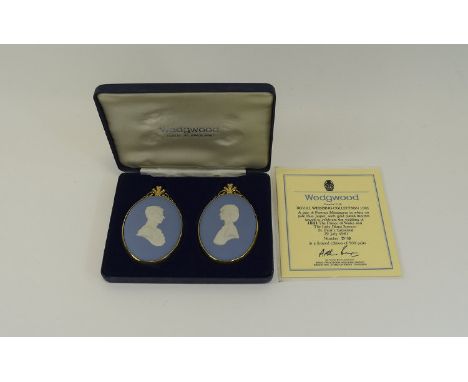 Wedgwood Royal Wedding 1981 Jasperware Portrait Miniatures Boxed set of Charles and Diana commemorative Jasperware cameos wit