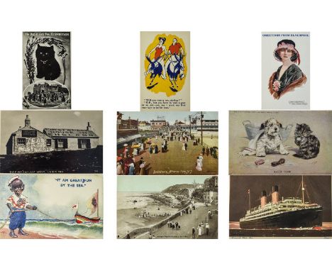 A Postcard Album Containing ( 300 ) Assorted Vintage Postcards. Landscapes - Famous Places, Famous Landmarks, Comical, Seasid