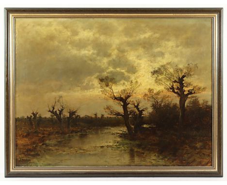 Jungblut, Johann (1860-1912), "Dämmerung in herbstlicher Moorlandschaft", Öl/Lwd., 78 x 105, unten links signiert, R. 