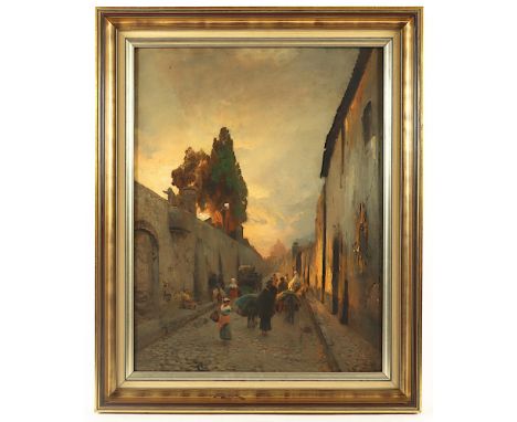 Flamm, Albert (1832-1906), "Abendstimmung in Rom", Öl/Lwd., 70 x 55, besch., unten mittig signiert, R. 