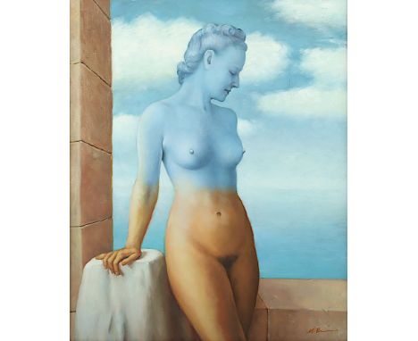 Reimer, oder Réne M., "Frauenakt", nach René Magritte, Öl/Lwd., 64 x 51, unten rechts signiert, R. 