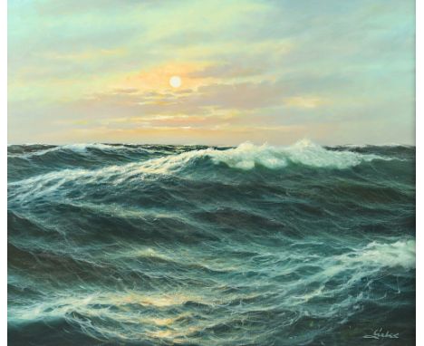 Dirks, Karl (*1913), "Wogendes Meer im Abendrot", Öl/Lwd., 60 x 70, unten rechts signiert, R.  