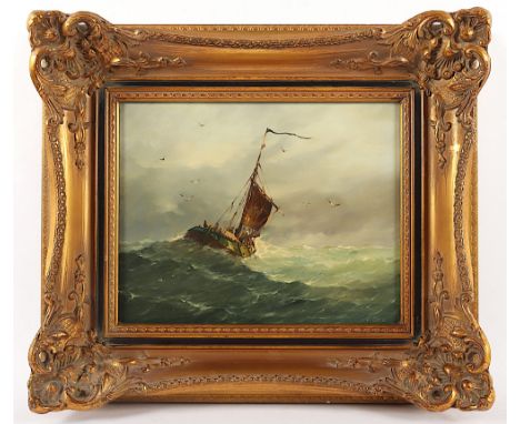 Bos, Willem (1906-1977), "Schiff in stürmischer See", Öl/Holz, 24 x 30, unten rechts signiert, R. 