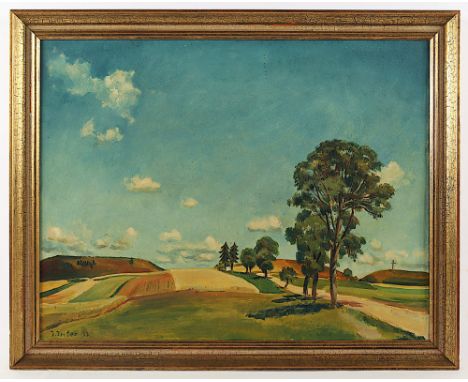 Jeiter, Joseph (1898-1968), "Spätsommerliche Landschaft", Öl/Holz, 54 x 69, unten links signiert und "33" datiert, R. 
