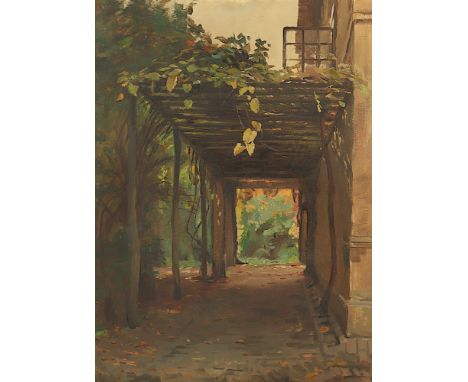 Sandkuhl, Hermann (1872-1936), "Vor der Pergola", Öl/Lwd., 80 x 60, verso Künstlerangabe, R. 
