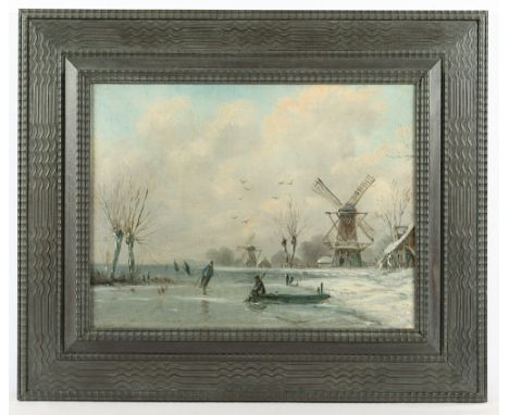 Maler um 1900, "Holländische Winterlandschaft", Öl/Lwd., 35 x 45, R.  