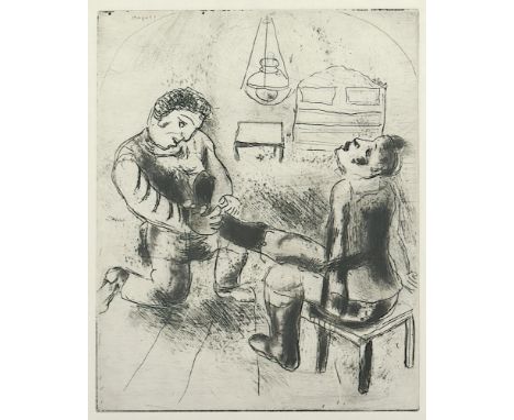 Chagall, Marc, "Der Diener Petruschka", Original-Radierung, 26 x 22, aus "Nicolas Gogol: Les âmes mortes", 1923-37, Original-