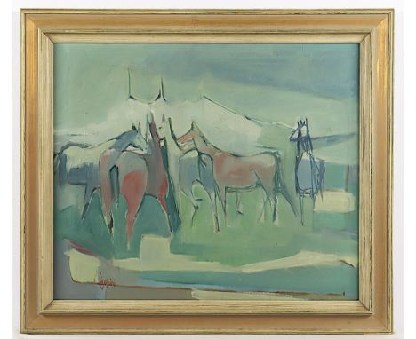 Moderner Maler, "Pferde", Öl/Lwd., 50 x 60, unten links signiert und datiert '56, R 