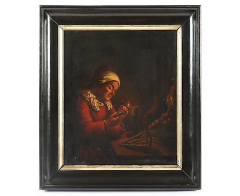 Dou, Gerard (1613-1675), Kopie wohl 17.Jh. nach dem Original in Dresden, "Der verlorene Faden", Öl/Lwd., 32 x 27, doubliert, 