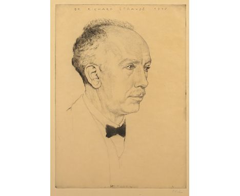 Orlik, Emil, "Dr. Richard Strauss", Original-Radierung, 26,5 x 19, handsigniert, 1917, R. 