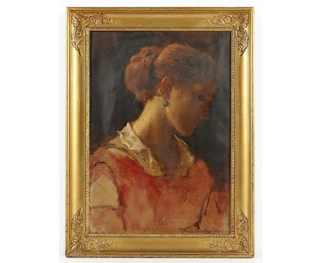 Henneberg, Rudolf (1825-1876), "Portrait einer jungen Frau", Öl/Lwd., 50 x 35, unten rechts "Rudolf Henneberg Nachlass" bez.,
