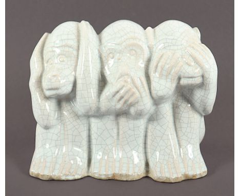 Simon, Paul Hermann (1892-1972), "Die drei Affen", Fayence, glasiert, H 19, innen Künstleretikett 