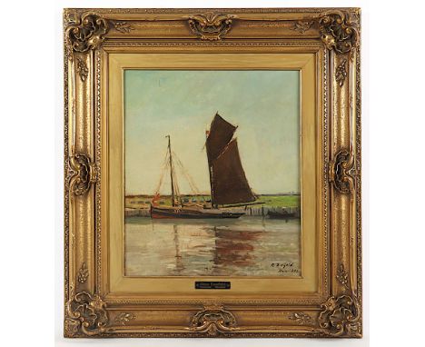 Essfeld, Alexander (1874-1939), "Am Niederrhein bei Harwich", Öl/Lwd., 41 x 35, auf Platte aufgezogen, unten rechts signiert 