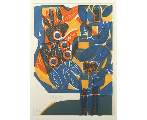 Grieshaber, HAP, "Chor", Original-Farbholzschnitt, auf Unterlage montiert, 41,5 x 29, nummeriert 10/100, handsigniert, WV Für