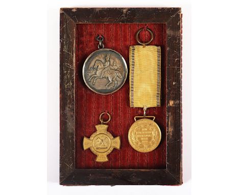 drei Orden und Ehrenzeichen, Medaille "Dem tapferen preußischen Heere 1848/49, Preußen; Erinnerungskreuz 1866 Königgrätz Preu
