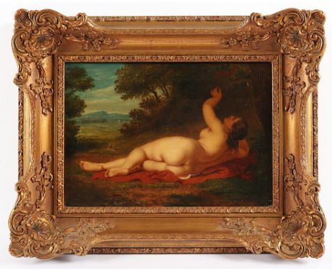 Frankreich 19.Jh., "Liegender weiblicher Akt", Öl/Lwd., 24,5 x 35, besch., R. 