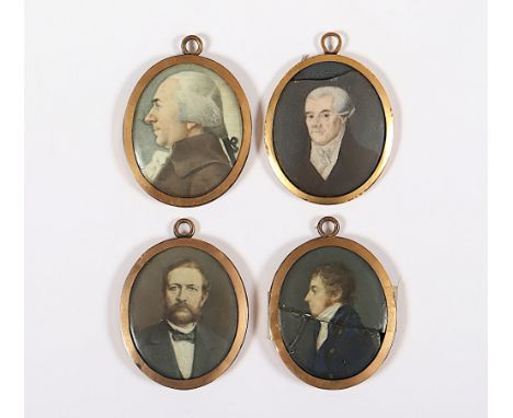 vier Herrenportraits einer Stralsunder Familie, Gouache auf Malplättchen, Portrait des Peter Israel (*1706), Kapitän; Johann 