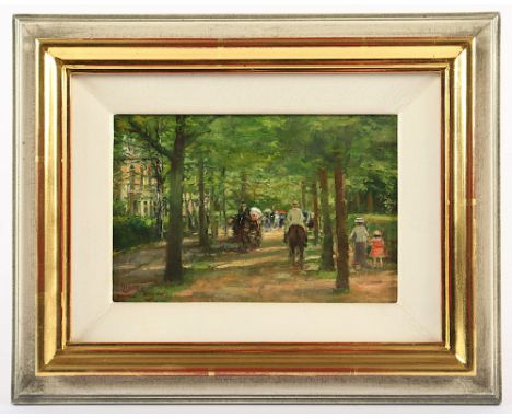 Meyer-Wiegand, Rolf Dieter (1929-2006), "Im Stadtpark", Öl/Holz, 11,5 x 18, unten links signiert, R. 