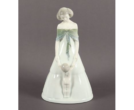 Figur "Liebeszauber", (Mädchen mit Elfe), farbig staffiert, H 24, Modellnr. 304, Albert Caasmann, Rosenthal, 20.Jh. 