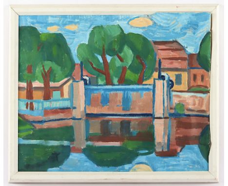 Zitzmann, Lothar, "Burgauer-Wehr", Öl/Papier, 42 x 51, verso bez. und datiert 1963, etwas besch., R. 