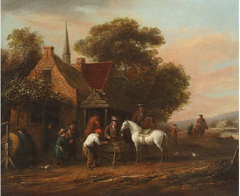 Gael, Barent (c.1620-1687/1703), "Vor der Schmiede", Öl/Lwd., 21 x 26, doubliert, unten links signiert, R. 