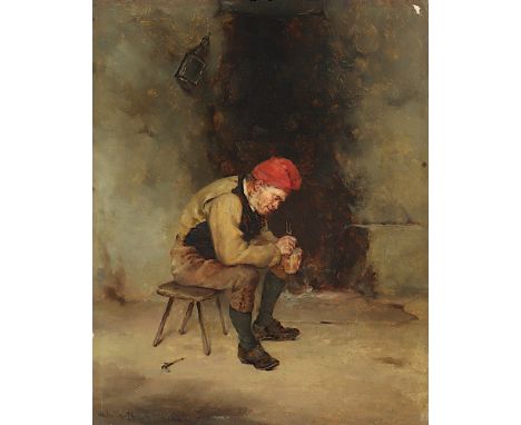 Helmick, Howard (1845-1907), "Portrait eines Fischers", Öl/Holz, 31 x 25, unten links signiert und "76" datiert, R. 