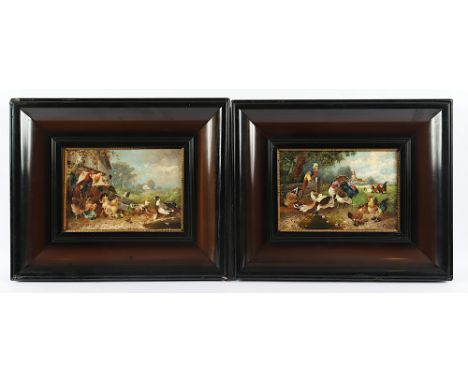 Hänger, Max I (1874-1941), Paar Gemälde, "Federvieh", Öl/Malkarton, 15,5 x 23, ein Bild signiert, das andere bez., R. 