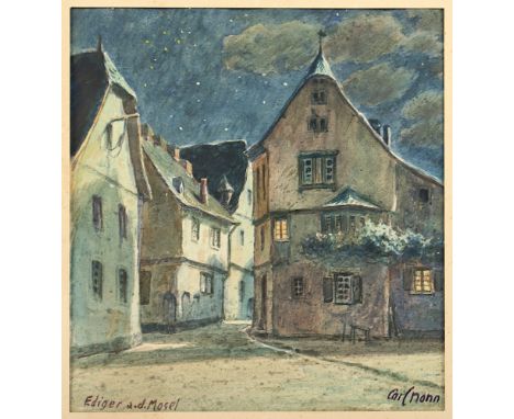 Nonn, Carl (1876-1949), "Ediger an der Mosel", Aquarell/Papier, 19 x 17,5 (Passepartoutausschnitt), unten rechts signiert, R.