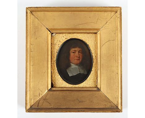 Miniatur, "Portrait eines Herren", feine Malerei auf Kupferplättchen, Dm 7, wohl Franciszek Smiadecki (Sniadecki, um 1596-161