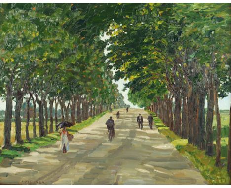 Deusser, August (1870-1982), "Landstraße", Öl/Lwd., 48 x 60, unten links signiert, R.  