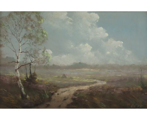 Lux, L. (Maler A.20.Jh.), "Heidelandschaft", Gouache/Papier, 19 x 29 (Passepartoutausschnitt), unten rechts signiert, R. 