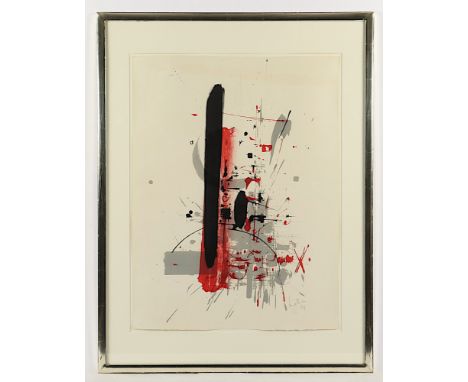 Mathieu, Georges, "Abstrakt", Original-Farblithografie, 67 x 49, nummeriert und handsigniert, 1959, R. 