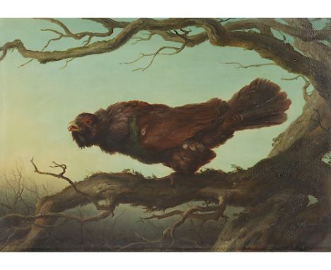 Deiker, Johann Christian (1822-1895), "Balzender Auerhahn", Öl/Lwd., 43 x 60, doubliert, unten rechts signiert und "1857" dat