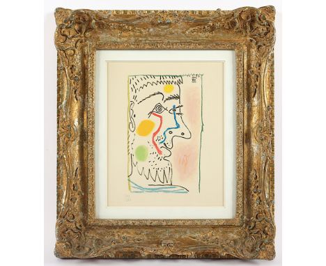 Picasso, Pablo, nach, Farblithografie, Farbserigrafie, 24 x 16, nummeriert 342/666, aus der suite 'Le Gout du Bonheur,' 1970,