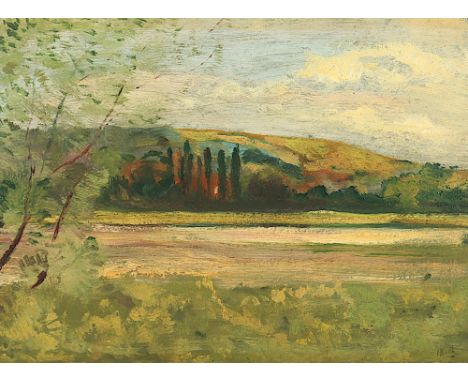 Bretz, Julius (1870-1853), "Blick über den Rhein bei Honnef", Öl/Malkarton, 26,5 x 36, unten rechts signiert, R. 