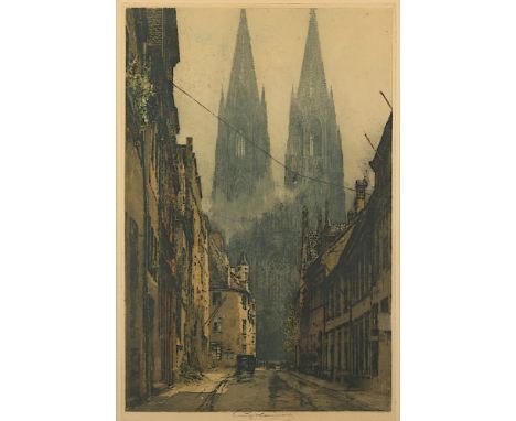 Kasimir, Luigi (1881-1962), "Kölner Dom", Original-Farbradierung, 49 x 31, handsigniert, R.