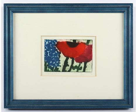 Fussmann, Klaus, "Mohn u. Vergissmeinnicht", Original-Farbradierung, 11 x 14, nummeriert 126/200, handsigniert, R. 