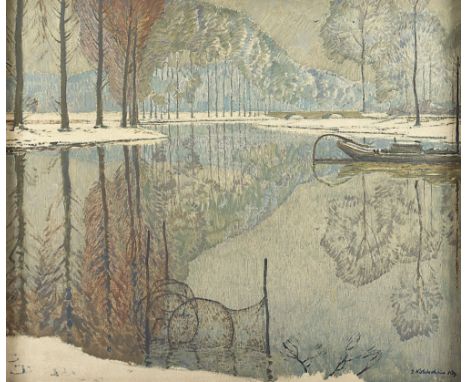 Kohlschein, Josef (1884-1958), "Winterlandschaft am Niederrhein", Öl/Lwd., 56 x 66, unten rechts signiert, R. 