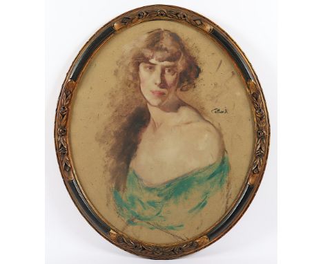 Collon, Jean Roch (1894-1951), "Portrait einer Frau", Pastell/Papier, 59 x 49, mittig rechts signiert, R. 