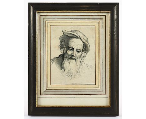 Dietrich, Christian (gen.Dietrichy 1712-1774), "Portrait eines bärtigen Mannes", Aquarell/Papier, 13,5 x 11, besch., R., vers
