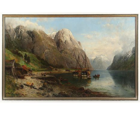 Askevold, Anders (1834-1900), "Bei Dyrdal am Naeroyfjord", Öl/Lwd., 76 x 126, unten links signiert und "1895" datiert, R. 