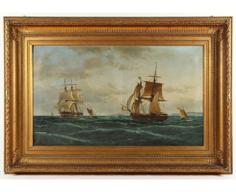 Dommershuizen, Cornelis Christian (1842-1928), "Segelschiffe vor Dover", Öl/Lwd., 77 x 128, unten rechts signiert und "1885" 