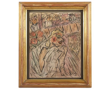 Lohse-Wächtler, Elfriede (1988-1940), "Marktszene", Aquarell und Kohle/dünnen Karton, 34 x 27, unten rechts monogrammiert "EL