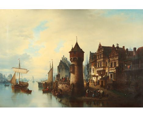 Meyerheim, Hermann (1815-1880), "Stadtansicht", Öl/Lwd., 66 x 96,5, min.besch., unten rechts signiert, R. 