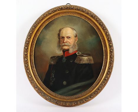 Monogrammist 2.H.19.Jh., "Portrait Wilhelm I.", Öl/Lwd., 42 x 38, doubliert, unten links monogrammiert, R. 