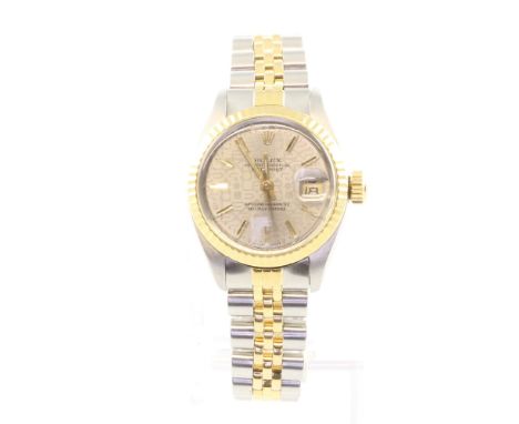 Armbanduhr, 750/ooo Gelbgold/Stahl, Marke: Rolex Oyster Perpetual, Lady-Datejust, Automatikwerk, funktionstüchtig, Ref. 69173