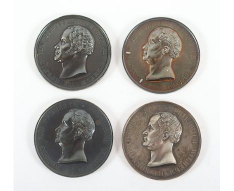 vier Medaillen Rettung aus Gefahr, Silber, Portrait Wilhelm III. von Preußen, Dm 5, 1870-81