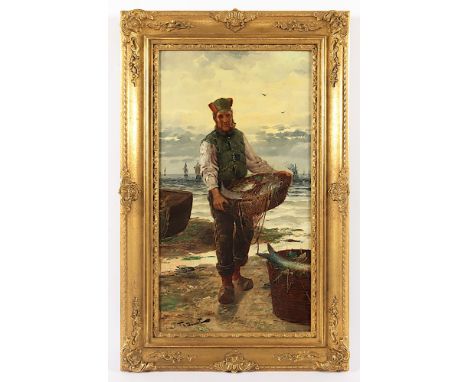 Donat, Frederick Reginald (1830-1907), "Bretonischer Fischer", Öl/Holz, 48 x 26, unten links signiert, R. 
