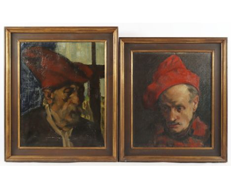 Burger-Willing, Wilhelm Heinrich Hans (1882-1969), "Zwei Männerportraits", Öl/Lwd., 45 x 38 und 50 x 40, teilw. besch., jewei