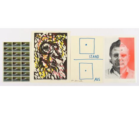 Sammlung zeitgenössiche Kunst, verschiedene Multiples, u.a. Dieter Roth (signiert), Claes Oldenburg, Klaus Fussmann (zwei Rad